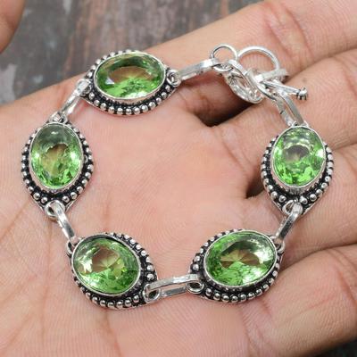 Tsavorite Gemstone Handmade 925 Sterling Silver Jewelry Bracelet For Wedding Gift