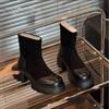 British Style Retro Thick Heel Martin Boots Women's 2025 New Small Height Increase and Thin Elastic Thin Boots