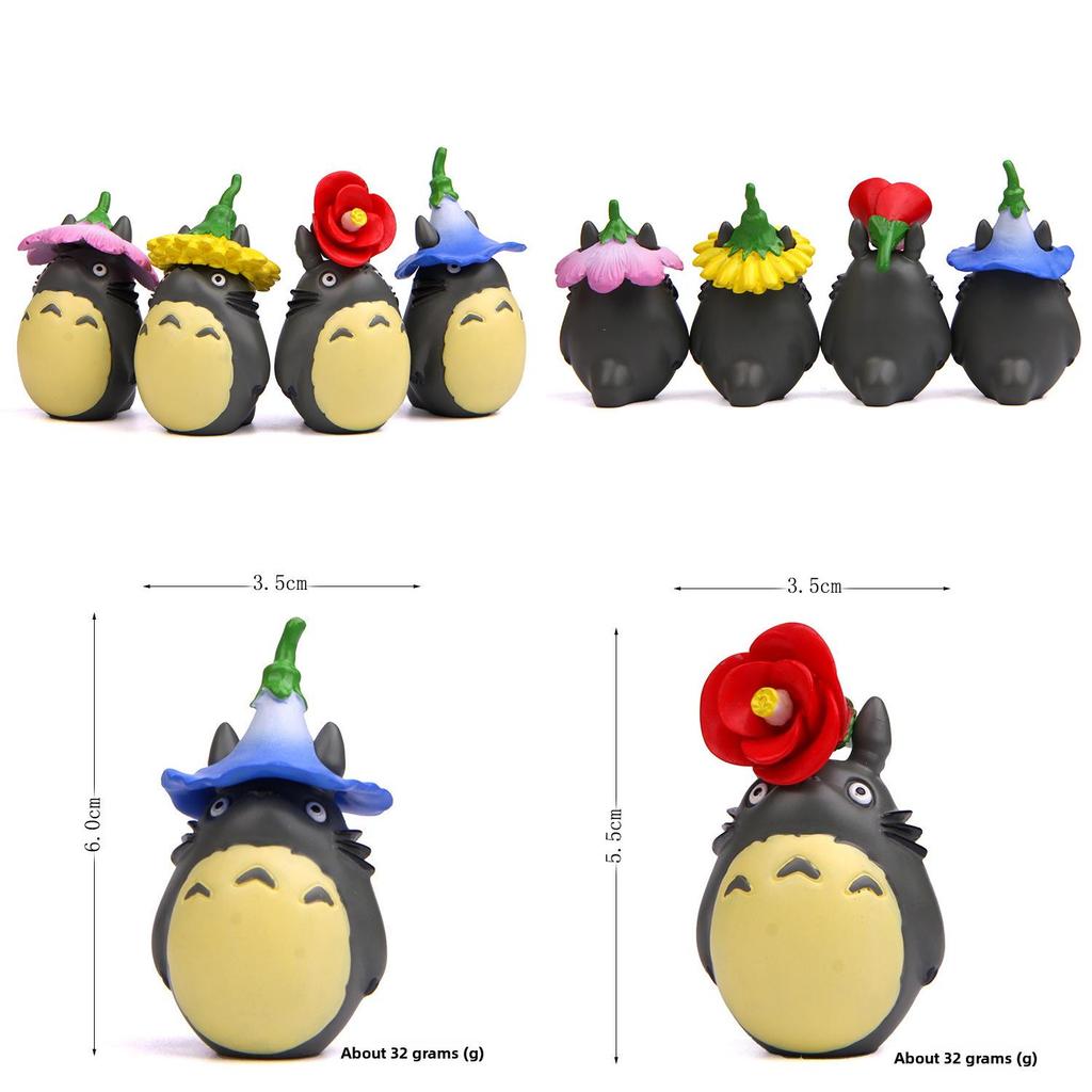 My Neighbor Totoro Cartoon Resin Art Piece With Flower Design For Celebration And Collectors Display