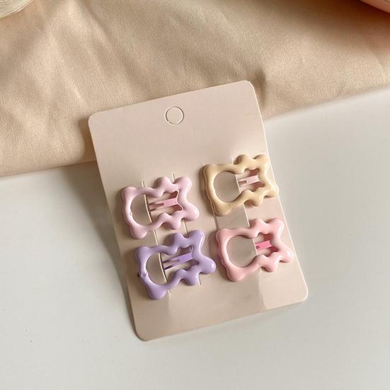 4Pcs Hairpins Hollow Star Heart Butterflies Shape Hair Clips Soft Macaron Colors Gentle BB Clips Kids Hair Accessories