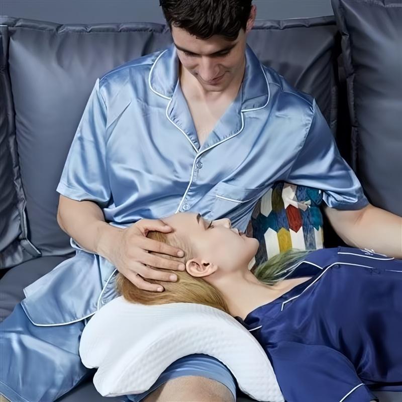 Paar Memory-Schaum Kissen U-förmig Gebogenes Bogenkissen Ergonomische Schlafkissen Tragbares Reise-Nackenkissen Beinkissen