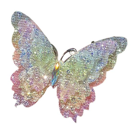 Hair Clip Rhinestones Inlaid Gradient Mesh Yarn 3D Butterfly Decor Side Bang Hair Pin Fairy Girl Hair Accessories
