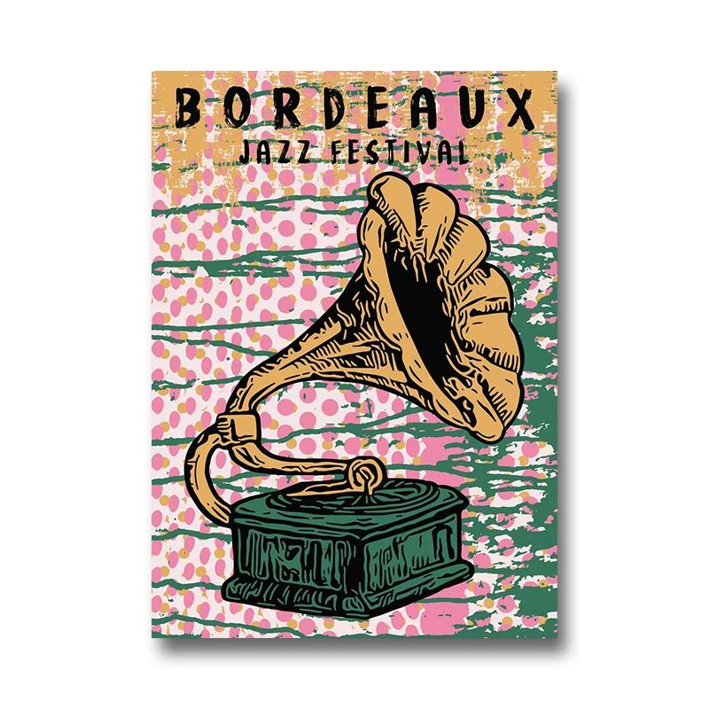 Vintage Jazz Festival Canvas Paintings Retro Jazz Club Poster and Print Wall Art Picture for Living Room Cuadros Home Decoration