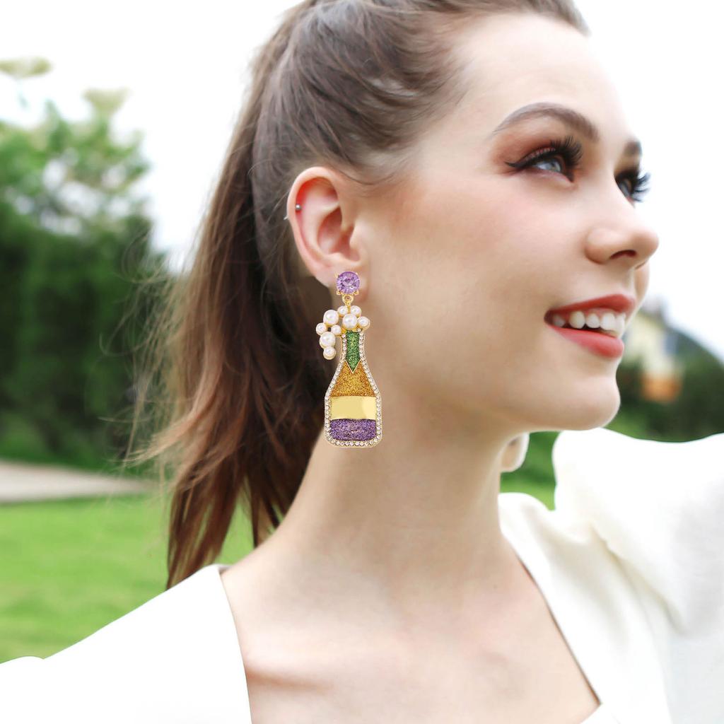 Colorful Festival Party Earrings Champagne Earrings Eye Catching and Fashionable Jewelry Sophistications Look for Women