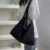 Casual Canvas Shoulder Bag Solid Color Adjustable Strap Shopping Bag Large Capacity Crossbody Bag Travel