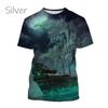 Pirate Ship Theme 3D Print Men's T-Shirt Summer Casual Men's Street T-Shirt Outdoor Sports Short Sleeve Fashion Men's T-Shirt