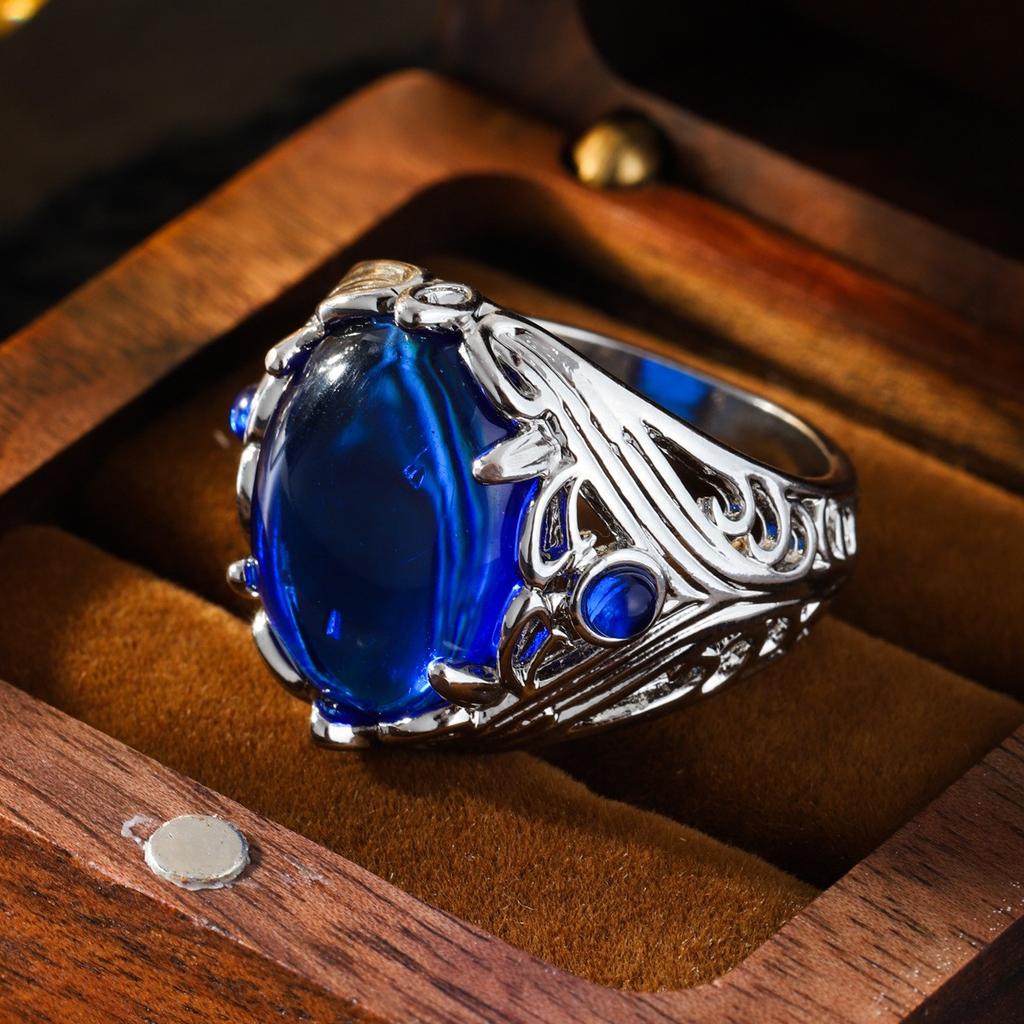 European Style Men's Sapphire Ring High Quality Classic Fashion Party Jewelry Engagement or Gift