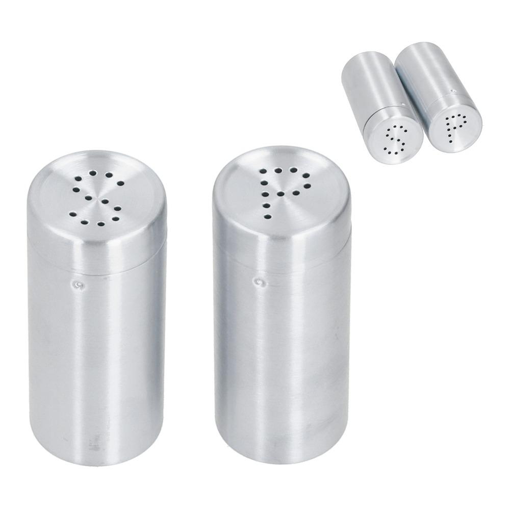 2Pcs Stainless Steel Salt Pepper Shaker Shaker Lids Dredge Shaker Condiment Jar  Restaurants