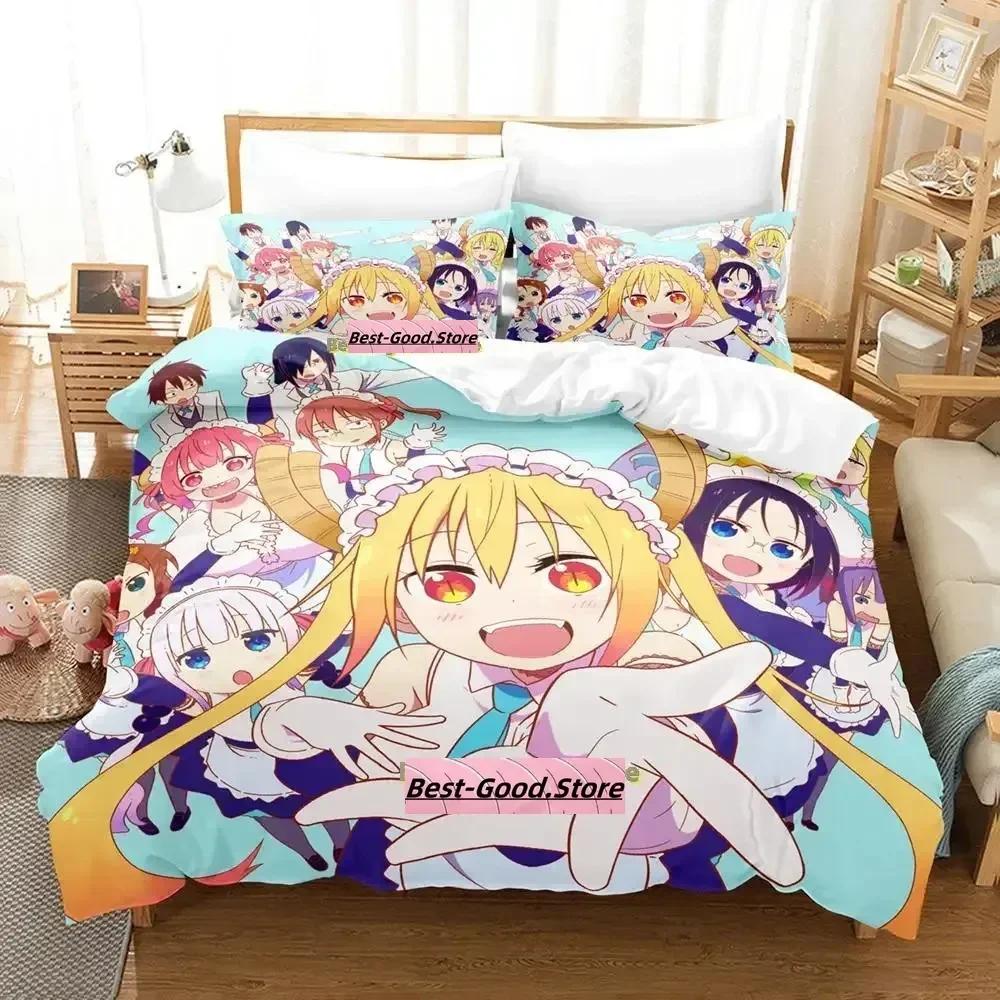Mis Kobayashi's Dragon Maid Beding Set Printed Bed Linen Set With Pilowcase Bed Soft Duvet Cover Soft Quen Super King-Sized Dimensionsd Dimensions