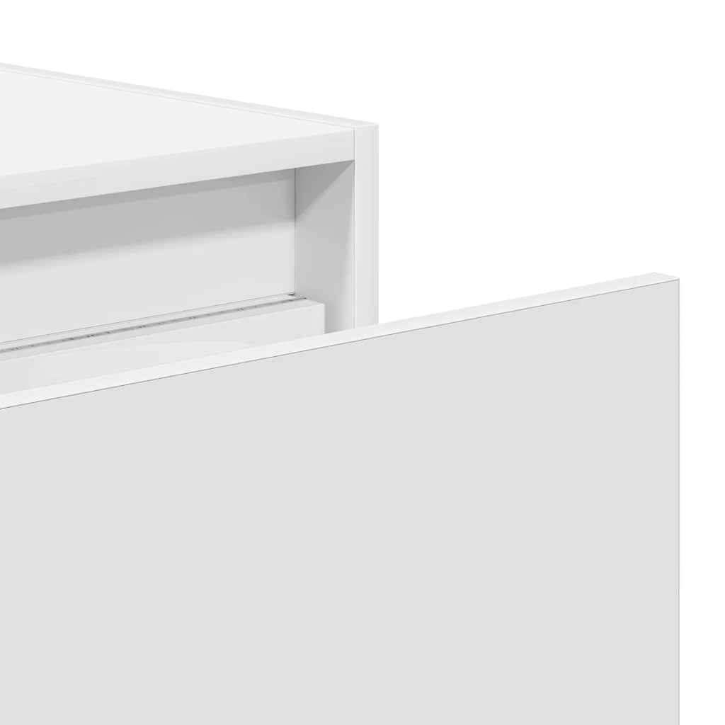 Wall Mounted Nightstand with LED Lights White