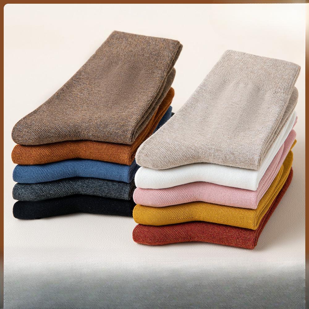 5 Pairs of Ladies Spring and Autumn Pure Cotton Boneless Tube Cotton Socks