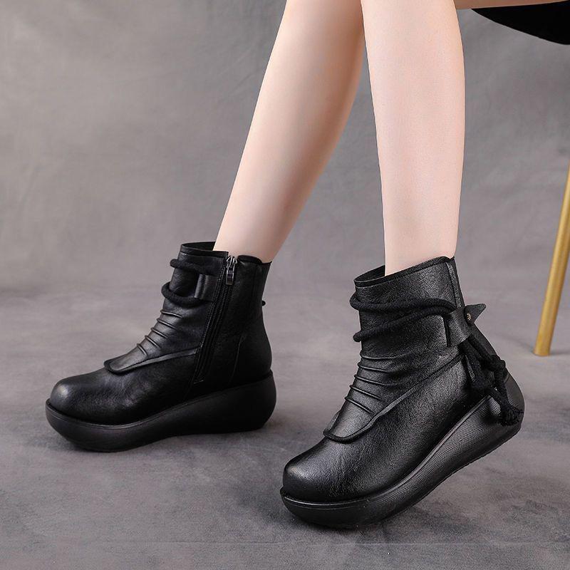 

New Women s Martin Boots: Soft Sole, Warm Winter Style, Cold-Proof, Thick Sole, Fashionable Genuine Cowhide, Platform Sole. 39