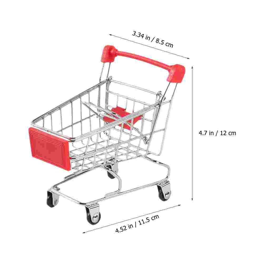 2 Pcs Mini Warenkorb Schreibtisch Spielzeug Kinder Pretend Spielen Miniatur Lagerung Supermarkt Trolley Baby Metall