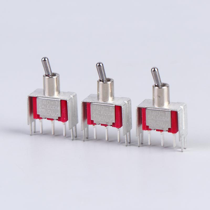 1/3Pcs T8013-TNCQ-S20 Toggle Switch T80-T Series Vertical Right Angle 3Pin ON-ON 2 Position Button With Bracket