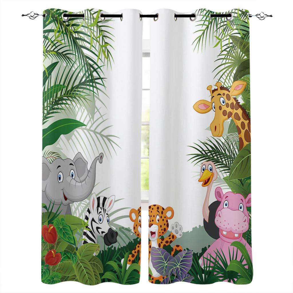 Curtain Forest Zoo Cartoon Children 3D Digital Printing High Density Blackout