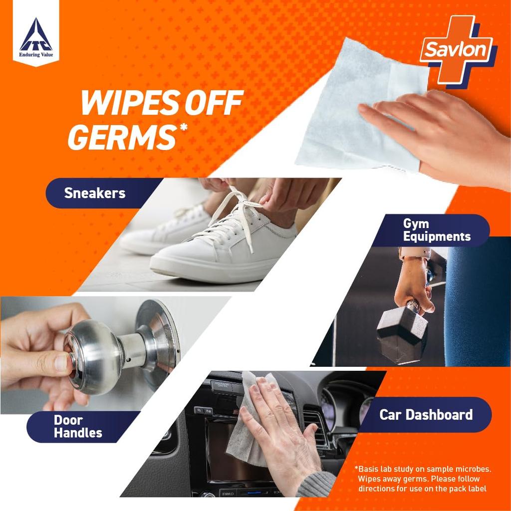 Savlon Germ Protection Wet Wipes 72 Count Multi-Purpose Hand Body Surface Cleaning Wipes