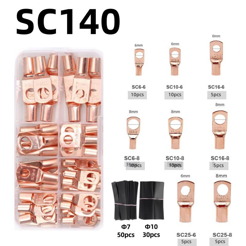 Copper Tube Terminals Set: 80-SC Series, 160-Piece Peep Hole SC6-25 Boxed