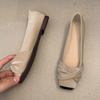 Flat Shoes Women Flat-bottomed Temperament Commuter Women's Shoes 2025 New Spring French Square Head Women Flat Shoes Metal Head