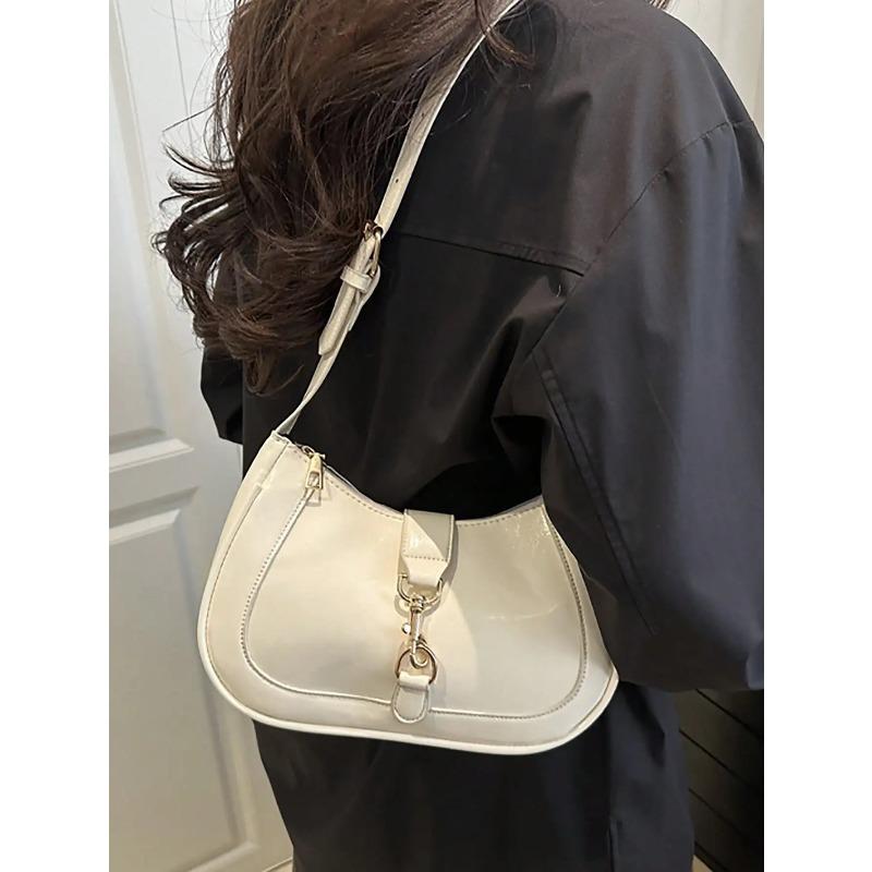 French retro saddle bag versatile underarm bag metal decorati punk style women's shoulder bag