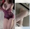 Sex Lingerie Purple Suspender Pajamas Women's Suit Sexy Transparent Lace Uniform Seduction Cosplay See-through Outfit