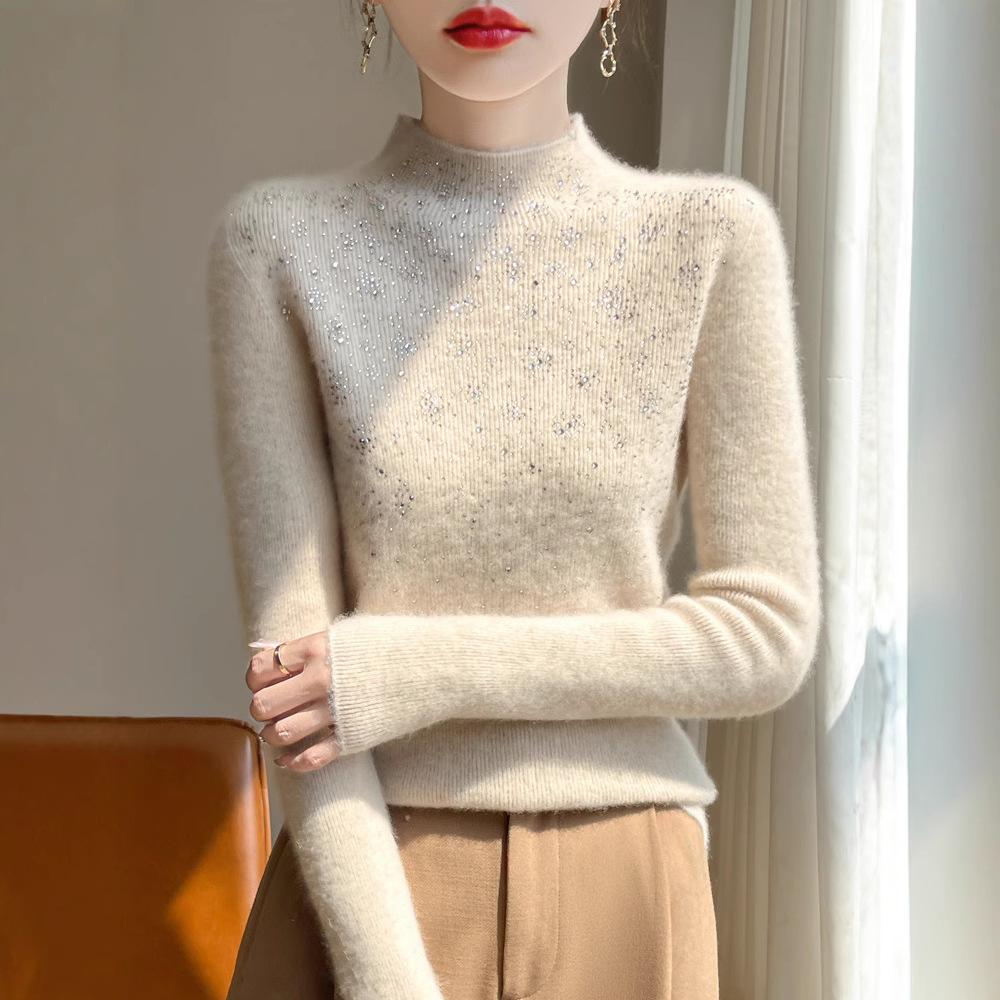 Autumn and Winter Seamless One Half-high Neck Women's Inner Slim Bottoming Knitwear
