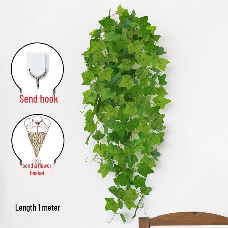 Pothos Wall Hanging Decoration: Trailing Artificial Vines & Spider Plant Basket for Indoor Use