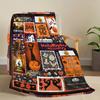 Flannel Halloween Blanket Vibrant Halloween Motifs Print Flannel Blanket For Adding Spooky Charm To Home Stylish Durable