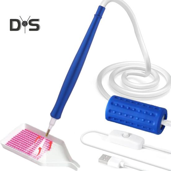 

Вакуумная алмазная художественная ручка Электрическая алмазная художественная ручка с лотком для хранения Инструмент для размещения алмазов без воска для всех видов алмазов синий