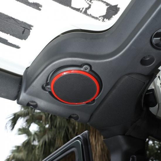 Roof Sound Speaker RingTrim Decor Cover Bezels for Jeep Wrangler JK 2008-14 Red