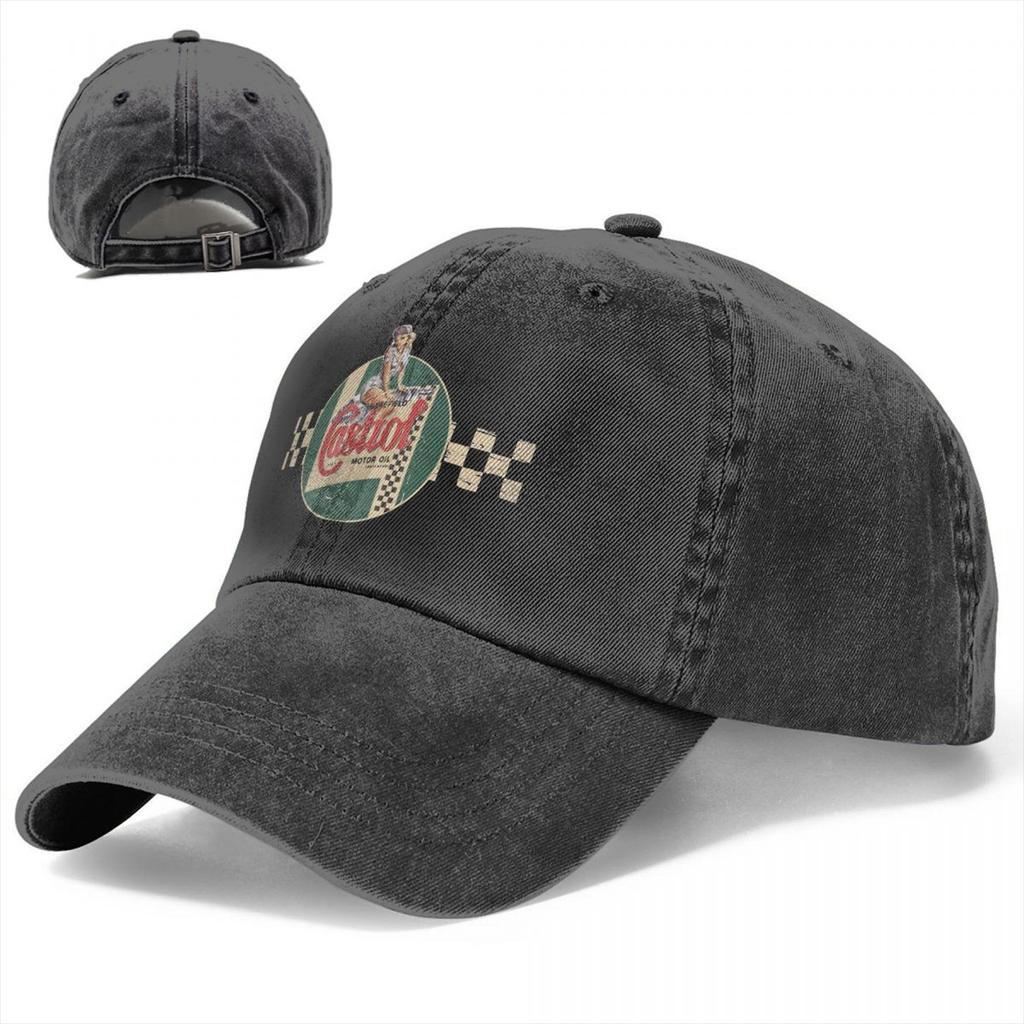 Pure Color Dad Hats Castrol Vintage Racing Stripe Women's Hat Sun Visor Baseball Caps Pin Up Girl Peaked Cap