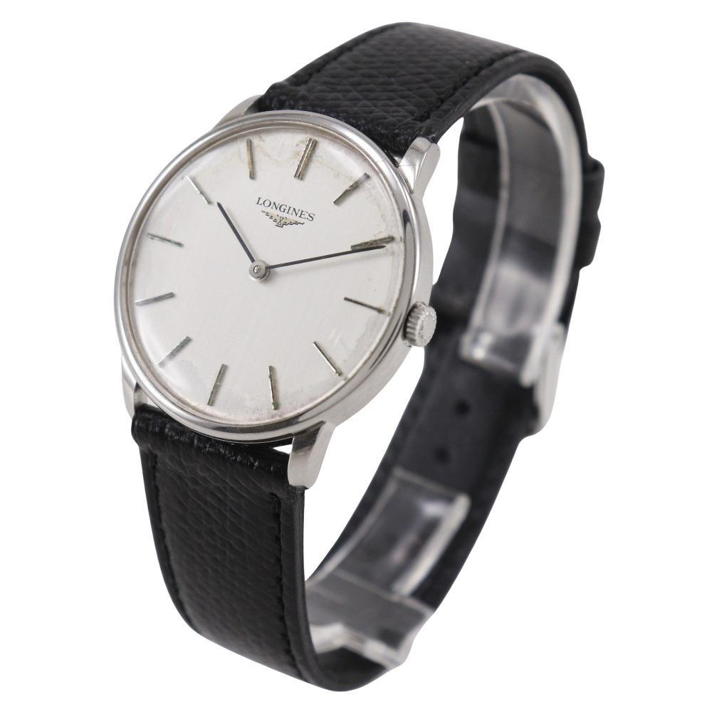 Longines Watches Cal.847.4 Black SilverDial Stainless Steel/leather Hand Winding Analog Display Mens Used