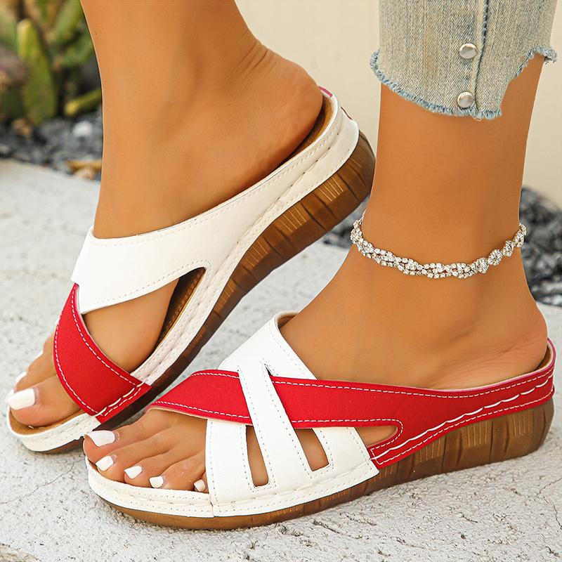 Женские Сандалии Новая Летняя Обувь Разноцветные Летние Сандалии На Каблуке Шлепанцы Sandalias De Mujer Повседневная Обувь Элегантные 36