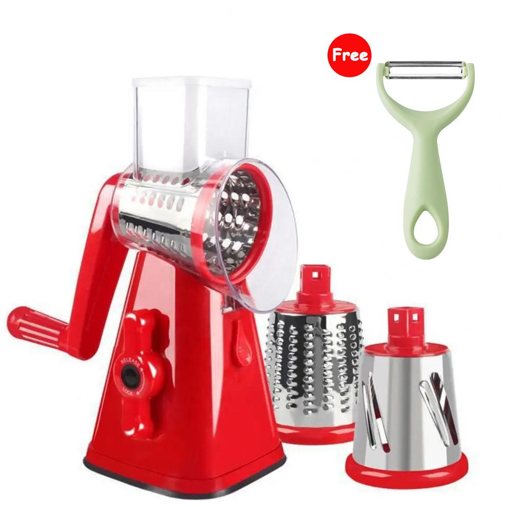 Rotary Cheese Grater with Peeler Manual Vegetable Slicer with Non-slip Suction Base Peanut Nuts Grinder Vegetable Shredder