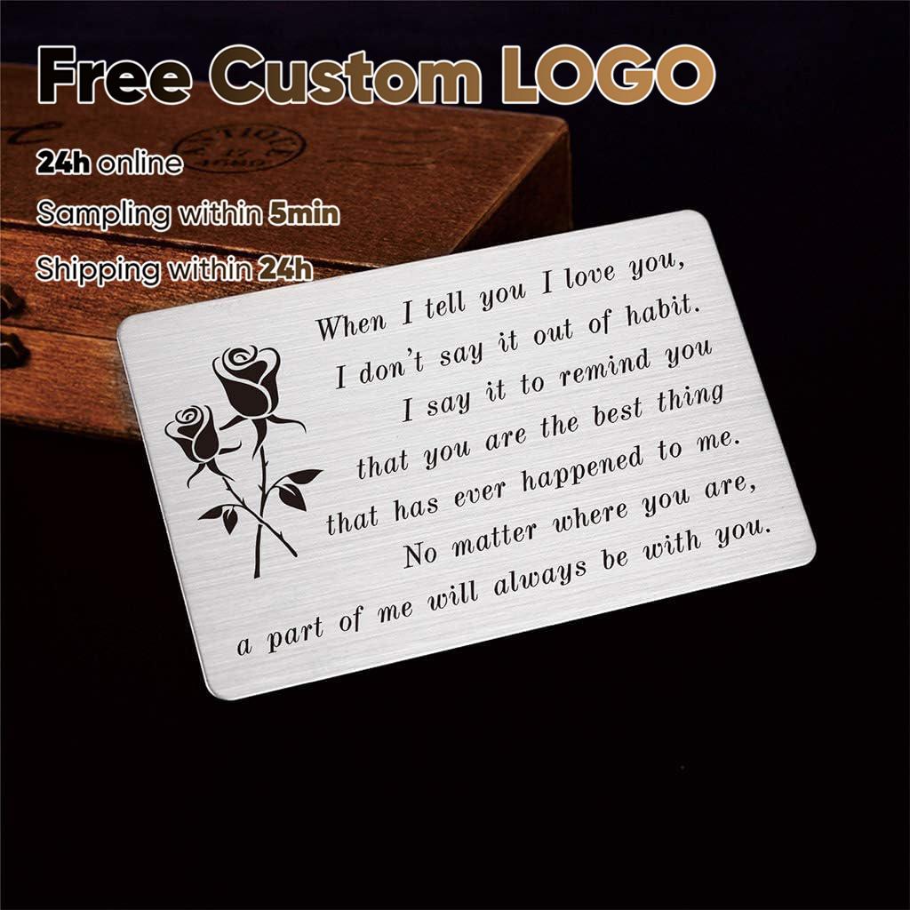85x54MM Free Customizable Engraved Card Text Logo Business ID Plate Steel Metal Tag Name Badges For Wallet Insert Card Gift