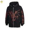 EastRogue Heavyweight Star Moon Dragon Bone Satan Devil Print Zipper Hooded Open-Front Sweatshirt Men's Jacket