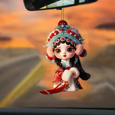 Cute Little Huadan Fairy Pendant Acrylic Flat Car Rearview Mirror Decoration