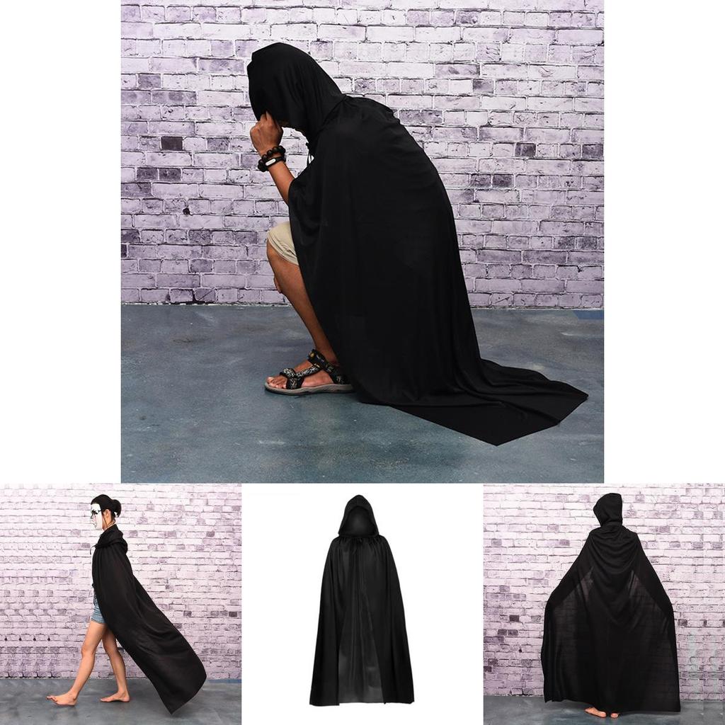 Højkvalitets Halloween Kappe Cosplay Vampyr Heks Troldmand Kåbe Fest Voksen Børn Sort Kappe Kappe