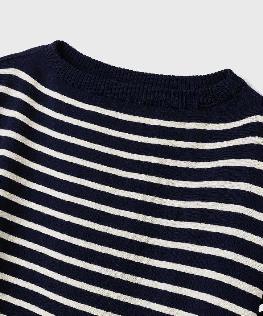 Andeleusenandeleusen Boatman Short Sleeve Striped Knit Royal Blue