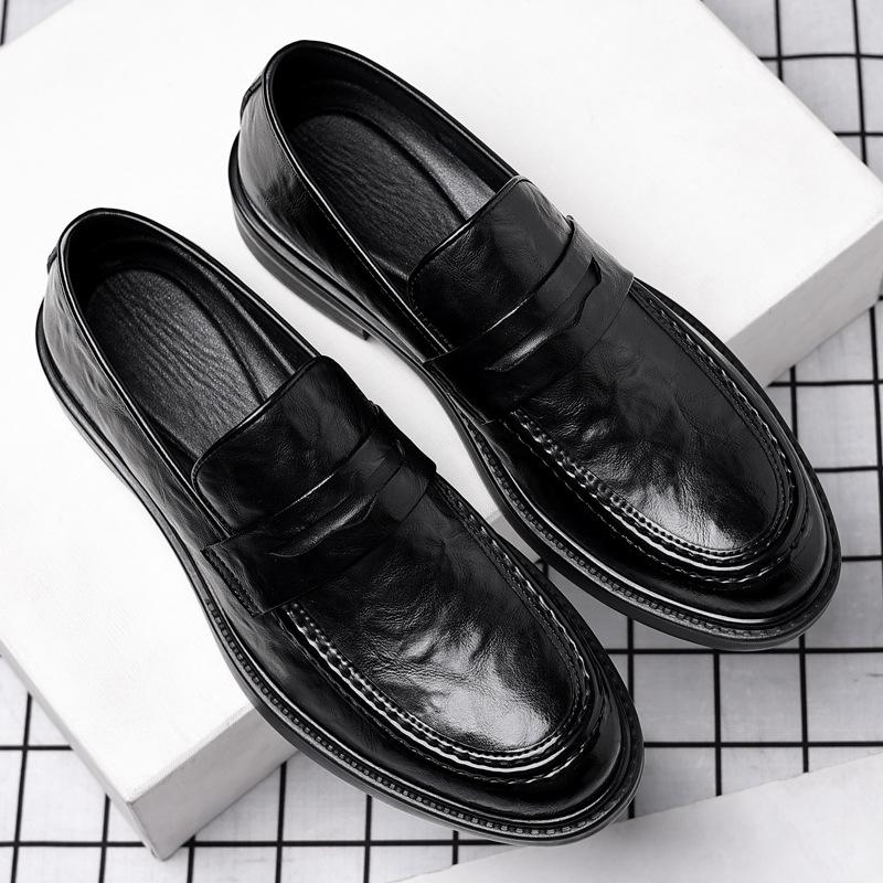 2025 New Designer Increase Leather Shoes for Men Fashion Casual Black Dress Shoes Male Spring Autumn Platform Loafers Man