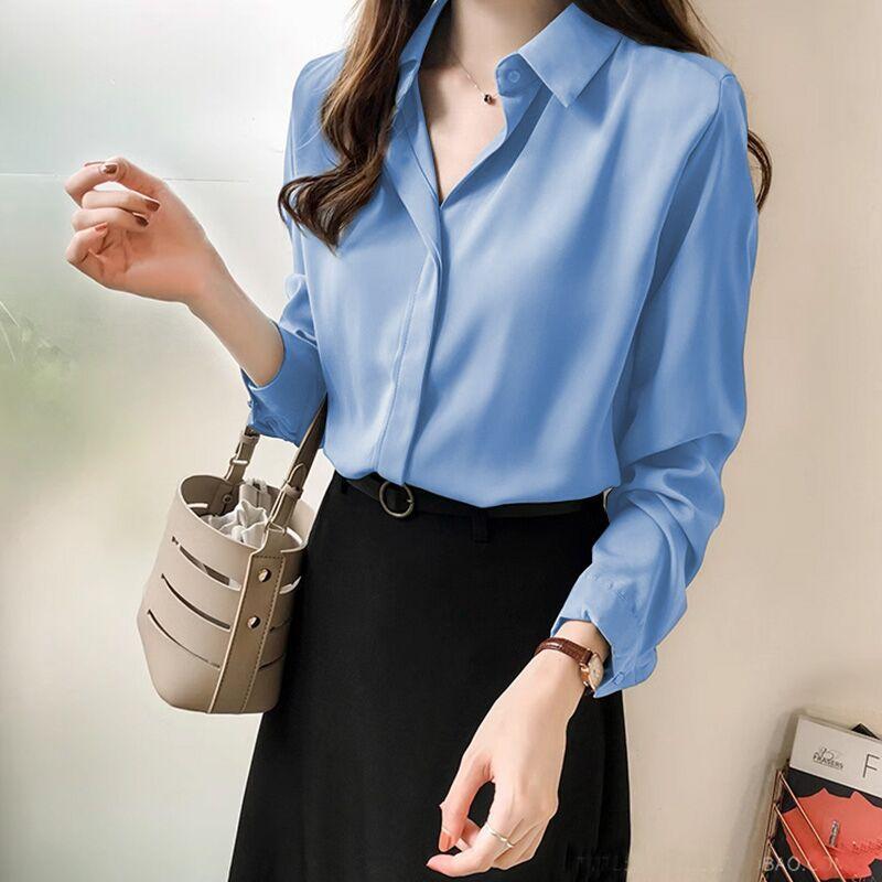 Spring Autumn Versatile Solid Color Shirt for Women Long Sleeve Loose Large Size Shirt Top for Women Blouses & Shirts