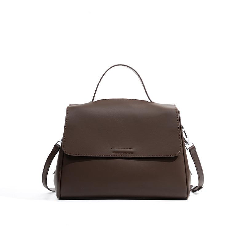 New leather work shoulder handbag women, large-capacity high-end sense casual commuting versatile messenger bag