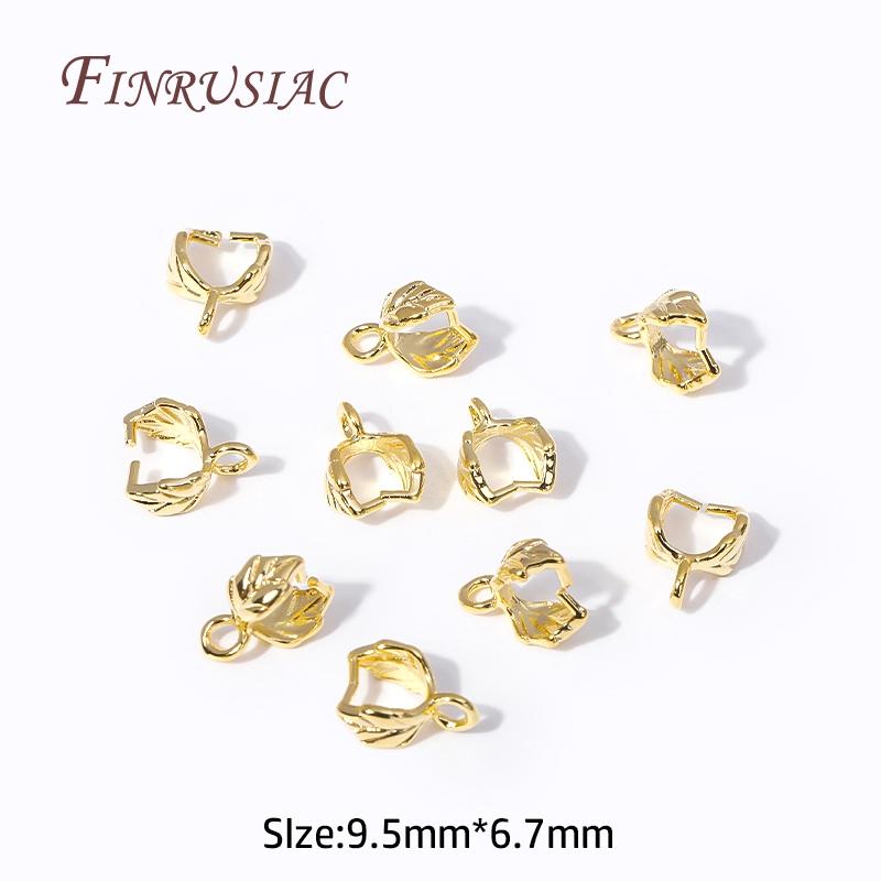 Позолоченная 18K застежка-петля для кулона, модная форма листа, заготовки для изготовления ювелирных изделий, аксессуары 10 PCS