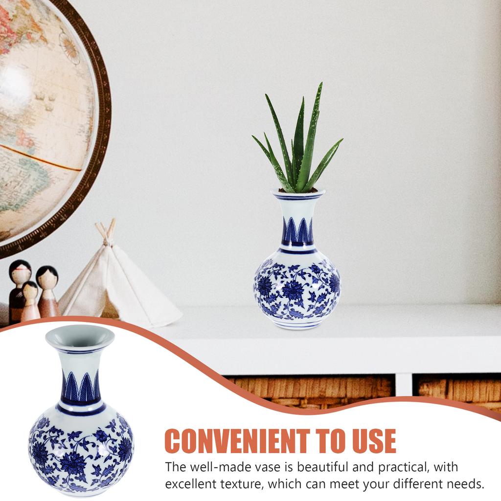 1pc Blue White Ceramic Vase Small Flower Vase Home Decorations Desktop Bottle Centerpiece Vase Living Room Accessories Tabletop