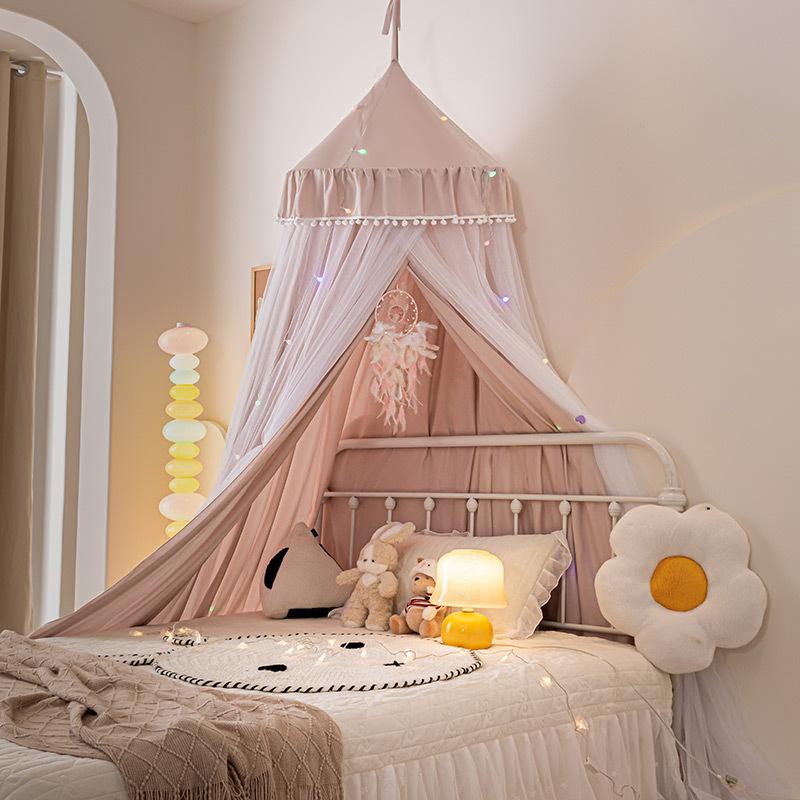 Dome Bed Curtain Children's Indoor Light-proof Bed Curtain Windproof Bedside Ceiling Blackout Double-layer Mosquito Net Curtain