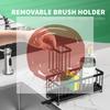 1Pcs Black Carbon Steel Kitchen Sink Organizer Rustproof Removable Drain Tray Holds Sponges Brushes Dish Soap Utensils