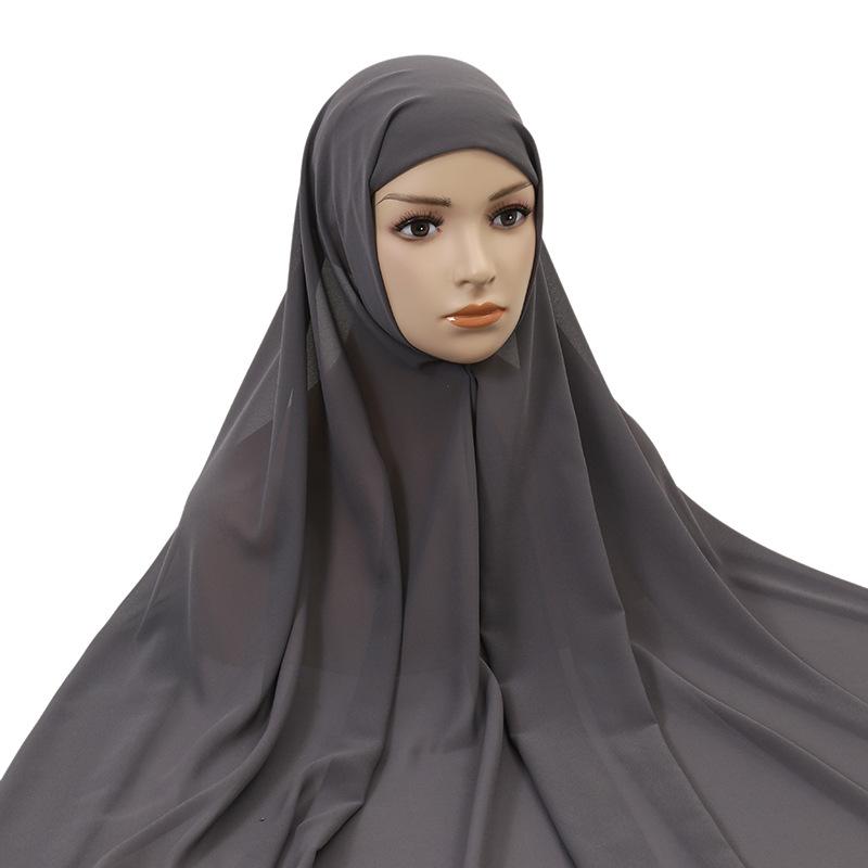 Muslim Women Chiffon Hijab With Cap Bonnet Instant Chiffon Hijab Pinles Shawl Head Scarf Under Scarf Caps Cover Headwrap