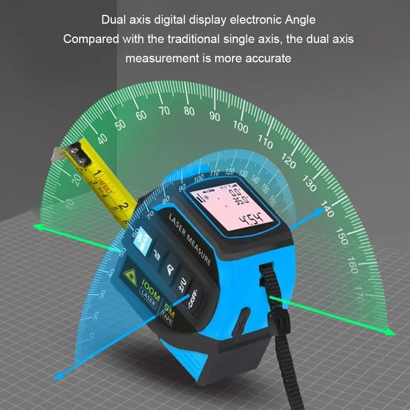 Portable Laser Tape Measure 4 In 1 Digital Tape Measure High Precision Laser Rangefinder Steel Tape Measure High Elasticity Tool