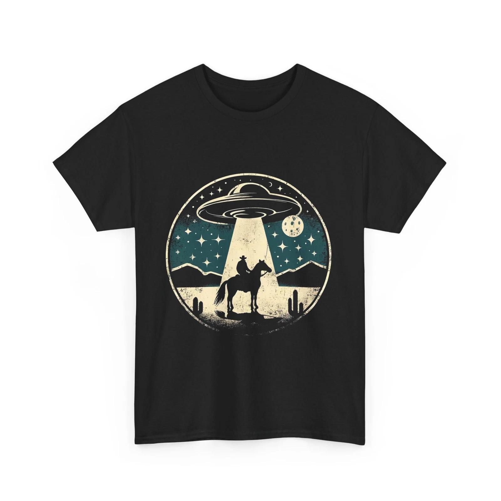 

Sci-Fi Alien T-Shirt | UFO Graphic Tee | Space Themed Shirt Gift | Alien Cowboy M