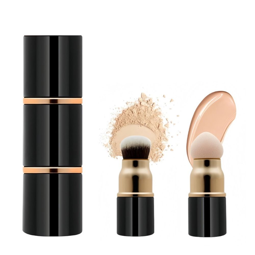 3-in-1 Mini Makeup Brush Set Detachable Powder Brush Reusable Foundation Brush  Makeup Application