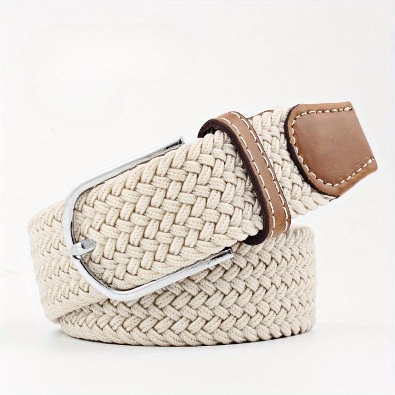 Casual Knitted Pin Buckle Women Belt Woven Canvas Elastic Expandable Braided Stretch Jeans Belts for Men